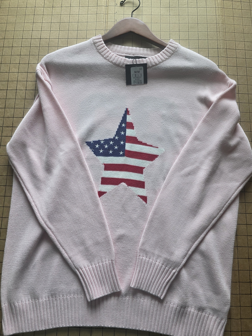 NWT Arden B Pink USA Star Sweater 92 Graphic M Y2K Swifties Americana Oversized - Picture 12 of 13